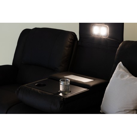 SINGAPORE 3 pers, recliner sofa med indbygget skammel - sort