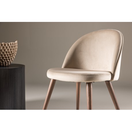 Velvet Spisebordsstol - Beige Velour