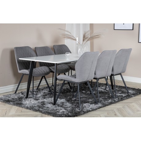 Polar Spisebord 180x90 cm - Hvid med sorte ben