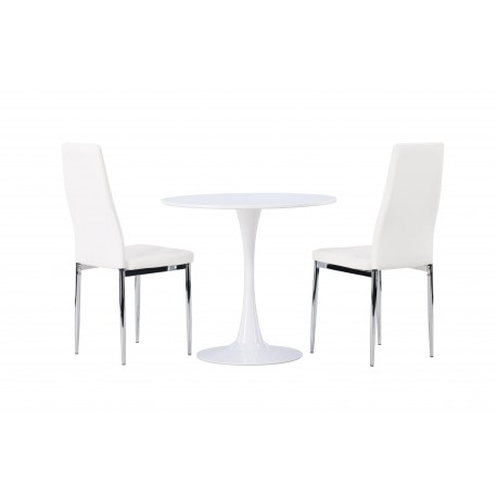 Rundt Spisebordssæt Hamden med 2 stole Pastill