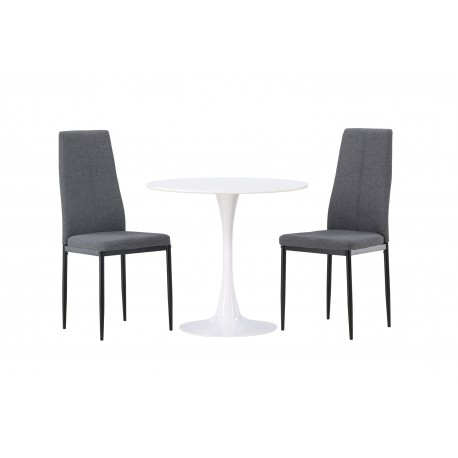 Rundt Spisebordssæt Hamden med 2 stole Petra