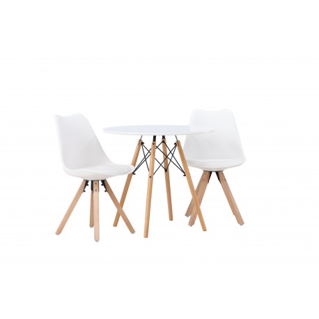 Rundt Spisebordssæt Danburi med stole Zeno - Hvid