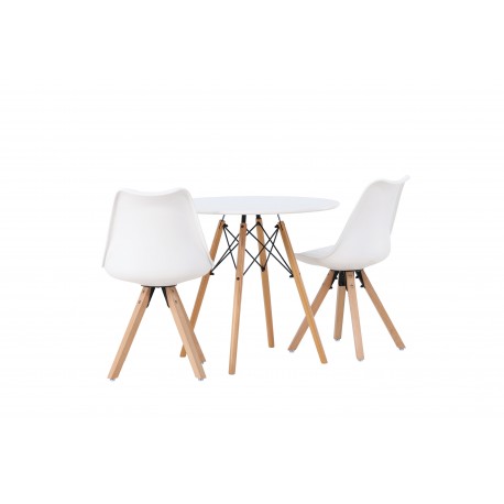 Rundt Spisebordssæt Danburi med stole Zeno - Hvid