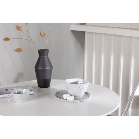 Rundt Spisebordssæt Danburi med Edvin stole - Transparent og Hvid