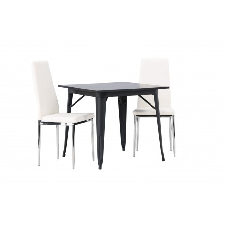 Spisebordssæt Tempe med Pastill Spisebordsstole - Sort og Hvid