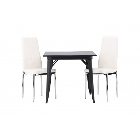 Spisebordssæt Tempe med Pastill Spisebordsstole - Sort og Hvid