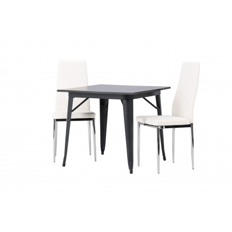 Spisebordssæt Tempe med Pastill Spisebordsstole - Sort og Hvid