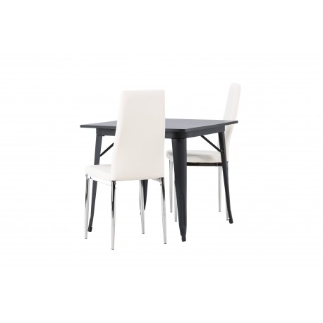 Spisebordssæt Tempe med Pastill Spisebordsstole - Sort og Hvid