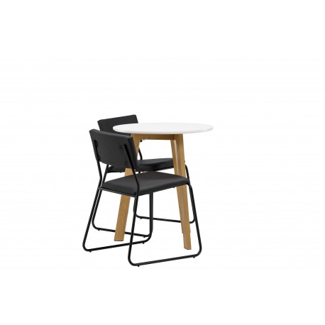 Rundt Spisebordssæt Leonora med stole Kenth - Sort og Hvid