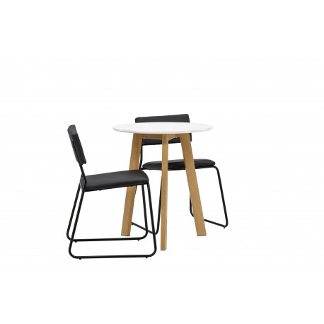 Rundt Spisebordssæt Leonora med stole Kenth - Sort og Hvid