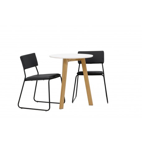 Rundt Spisebordssæt Leonora med stole Kenth - Sort og Hvid