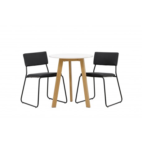 Rundt Spisebordssæt Leonora med stole Kenth - Sort og Hvid