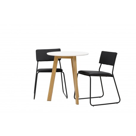 Rundt Spisebordssæt Leonora med stole Kenth - Sort og Hvid