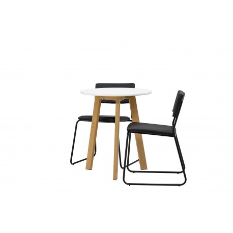 Rundt Spisebordssæt Leonora med stole Kenth - Sort og Hvid