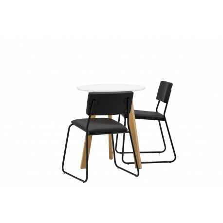 Rundt Spisebordssæt Leonora med stole Kenth - Sort og Hvid