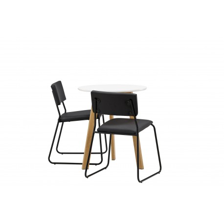 Rundt Spisebordssæt Leonora med stole Kenth - Sort og Hvid