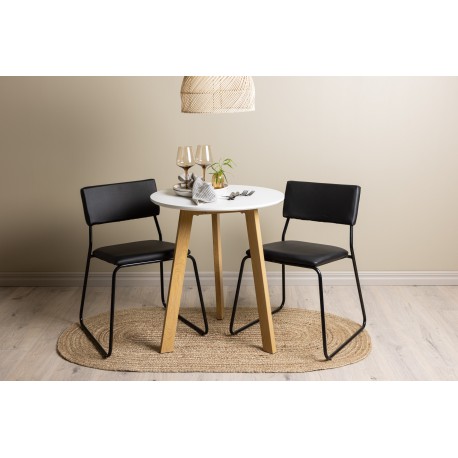 Rundt Spisebordssæt Leonora med stole Kenth - Sort og Hvid