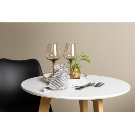 Rundt Spisebordssæt Leonora med stole Zeno - Sort og Hvid