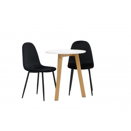 Rundt Spisebordssæt Leonora med stole Polar - Sort og Hvid