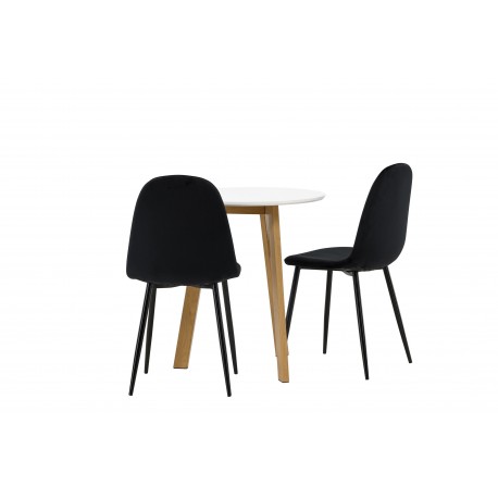 Rundt Spisebordssæt Leonora med stole Polar - Sort og Hvid