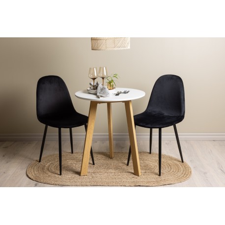 Rundt Spisebordssæt Leonora med stole Polar - Sort og Hvid