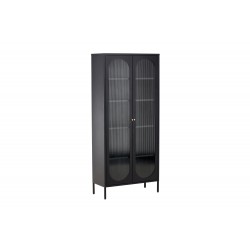 Lima Vitrineskab 80x180 cm med 2 låger og 4 hylder - glas og sort stål