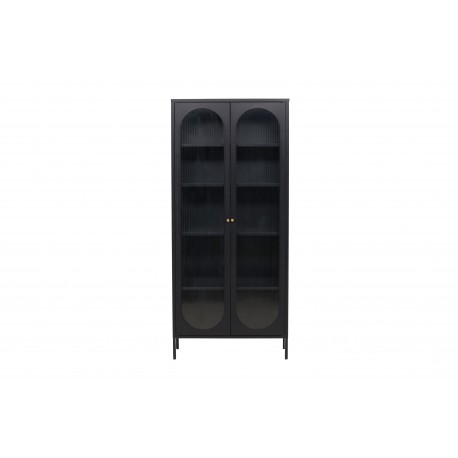 Lima Vitrineskab 80x180 cm med 2 låger og 4 hylder - glas og sort stål