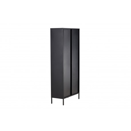 Lima Vitrineskab 80x180 cm med 2 låger og 4 hylder - glas og sort stål