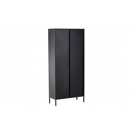 Lima Vitrineskab 80x180 cm med 2 låger og 4 hylder - glas og sort stål