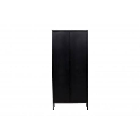 Lima Vitrineskab 80x180 cm med 2 låger og 4 hylder - glas og sort stål