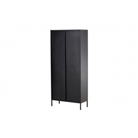 Lima Vitrineskab 80x180 cm med 2 låger og 4 hylder - glas og sort stål