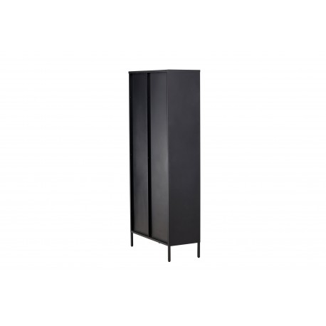Lima Vitrineskab 80x180 cm med 2 låger og 4 hylder - glas og sort stål