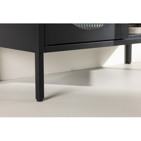 Lima Vitrineskab 80x180 cm med 2 låger og 4 hylder - glas og sort stål