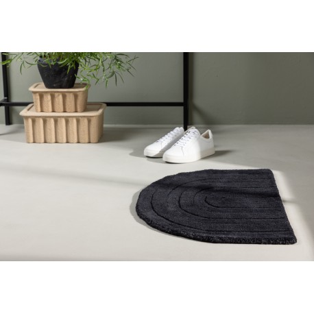 Nora UldTæppe Halvmåneform 80 x 50 - Sort