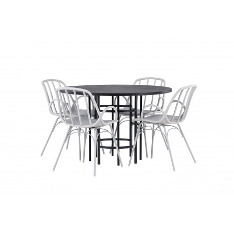 Rundt Spisebordssæt København med Dyron stole - Sort og Gråbeige