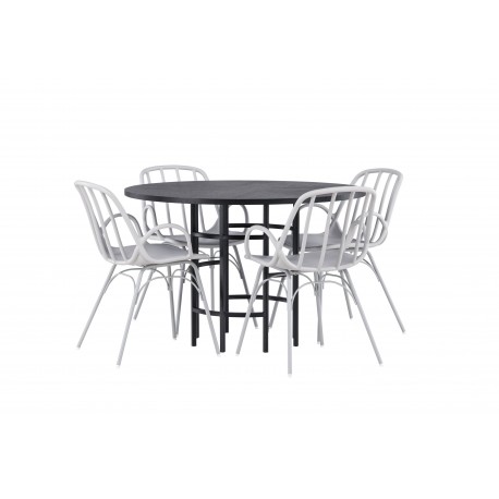 Rundt Spisebordssæt København med Dyron stole - Sort og Gråbeige