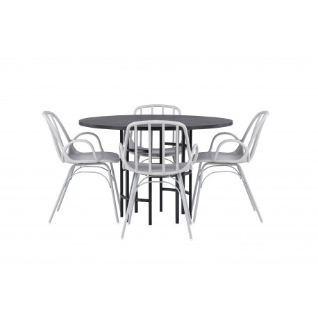 Rundt Spisebordssæt København med Dyron stole - Sort og Gråbeige