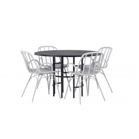 Rundt Spisebordssæt København med Dyron stole - Sort og Gråbeige