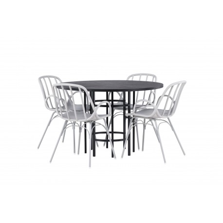 Rundt Spisebordssæt København med Dyron stole - Sort og Gråbeige