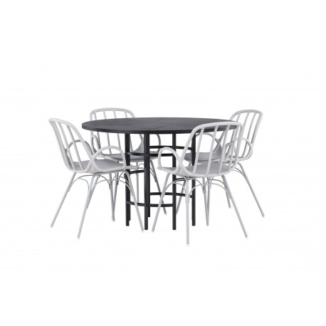 Rundt Spisebordssæt København med Dyron stole - Sort og Gråbeige