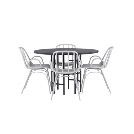 Rundt Spisebordssæt København med Dyron stole - Sort og Gråbeige