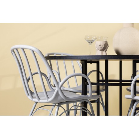 Rundt Spisebordssæt København med Dyron stole - Sort og Gråbeige