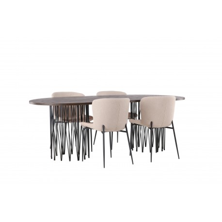 Spisebordssæt Stone med Modesto stole - Beige og Mocca