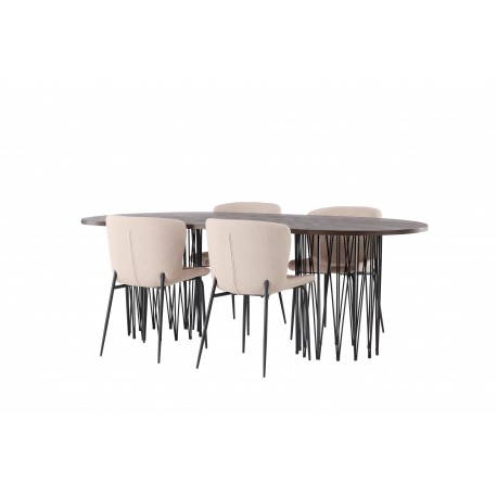 Spisebordssæt Stone med Modesto stole - Beige og Mocca