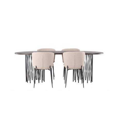 Spisebordssæt Stone med Modesto stole - Beige og Mocca