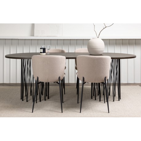 Spisebordssæt Stone med Modesto stole - Beige og Mocca