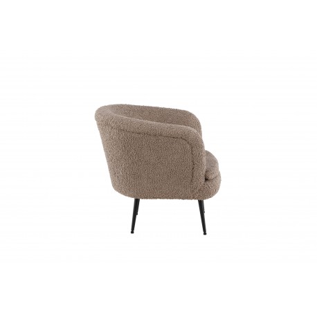 Nordkoster lænestol, m. armlæn - beige bamsestof polyester og sort stål