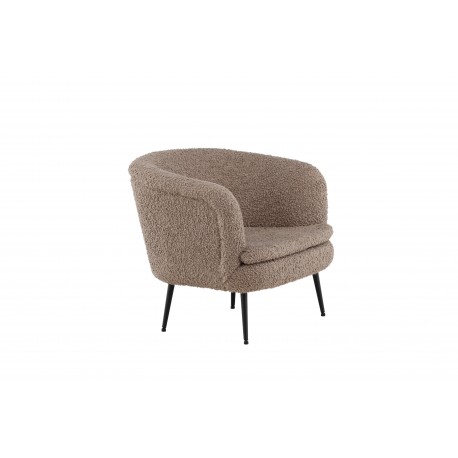 Nordkoster lænestol, m. armlæn - beige bamsestof polyester og sort stål