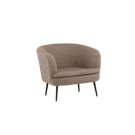 Nordkoster lænestol, m. armlæn - beige bamsestof polyester og sort stål