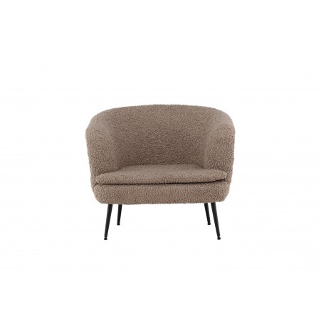 Nordkoster lænestol, m. armlæn - beige bamsestof polyester og sort stål